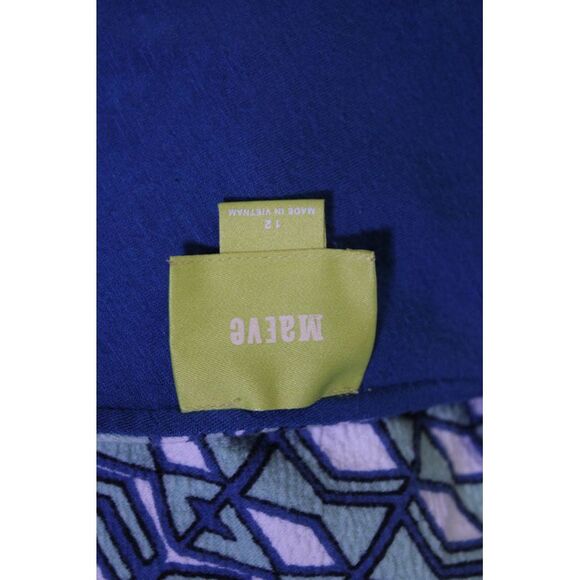 Maeve Anthropologie Womens Geometric Print V Neck A Line Dress Green Blue Size 1 - Picture 7 of 7